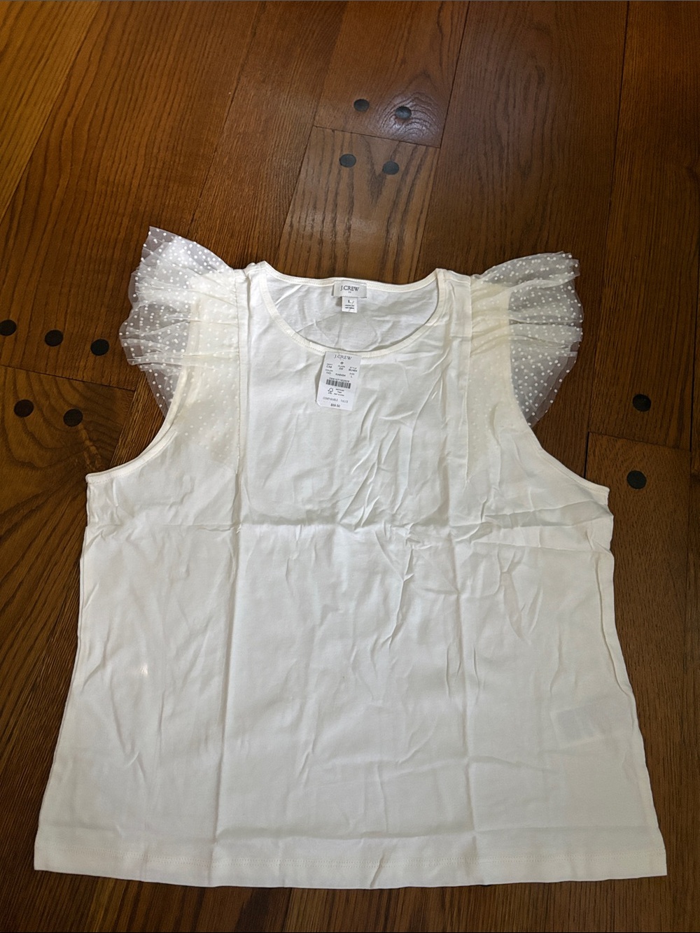 Polka-Dot Ruffle-Shoulder Tank Top - Picture 2 of 5